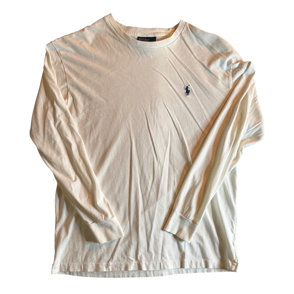 Polo Ralph Lauren Long Sleeve T-Shirt Mens Small White Embroidered Pony Logo